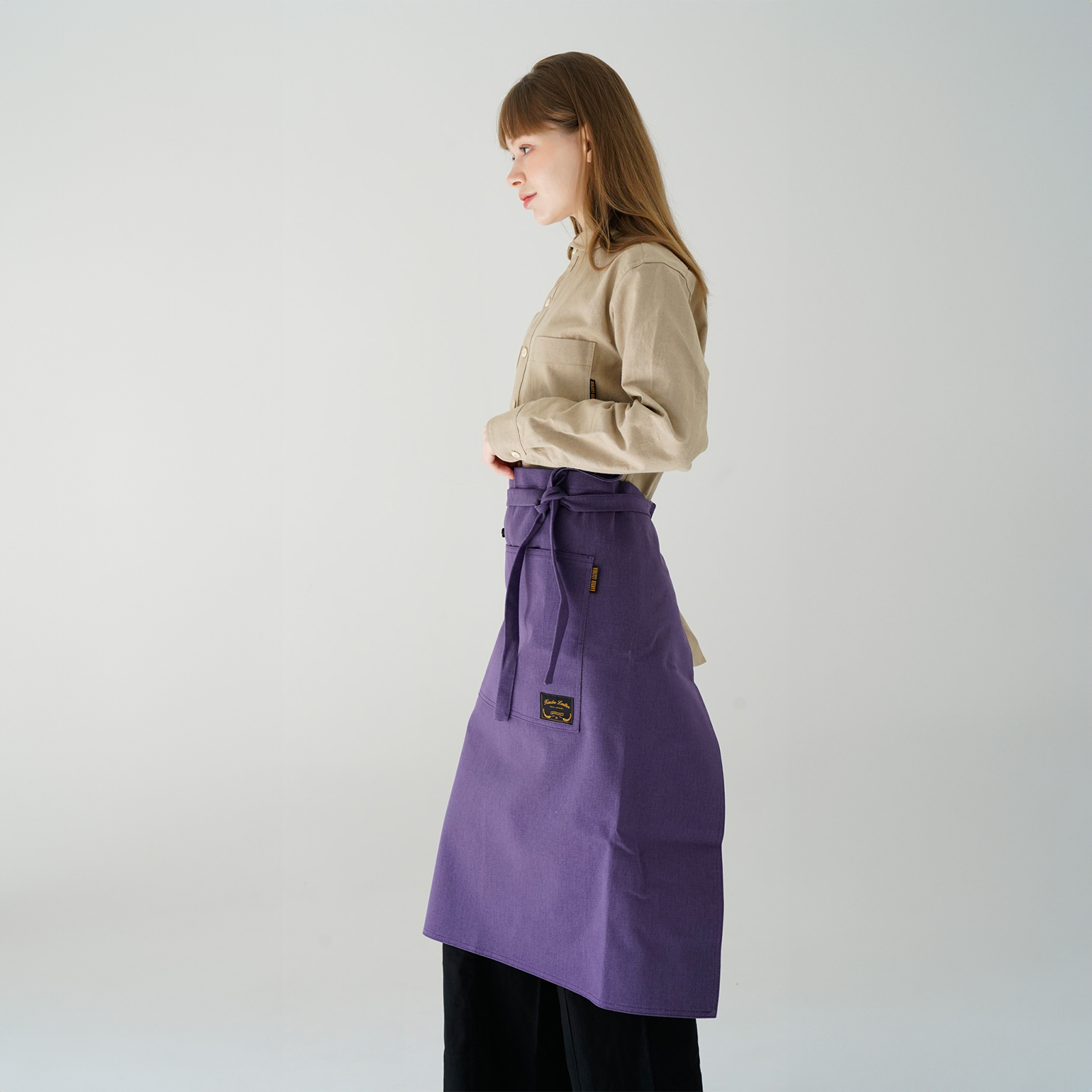 [하프에이프런]  워싱캔버스 앞치마 글로시 퍼플
