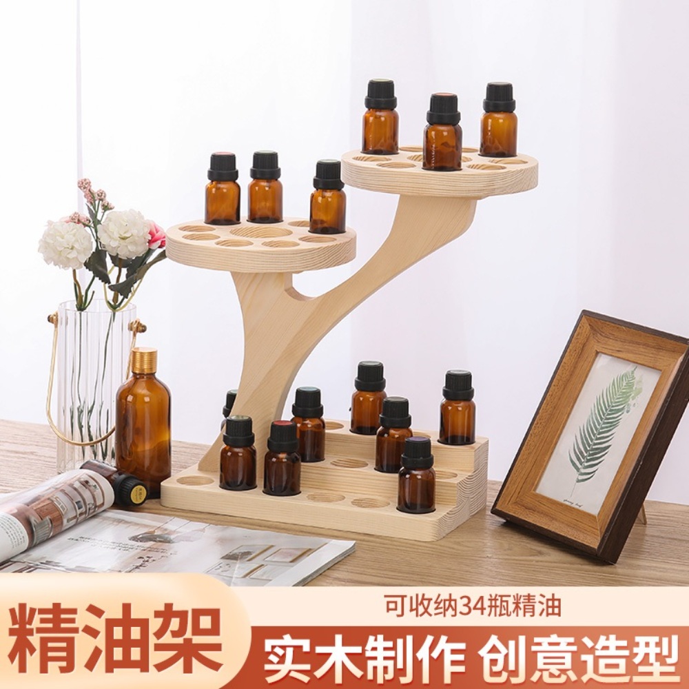 아로마오일거치대 보관 정리대 진열 디스플레이 진열대 원목 보관함 홀더 정리함 - 상세 이미지 2