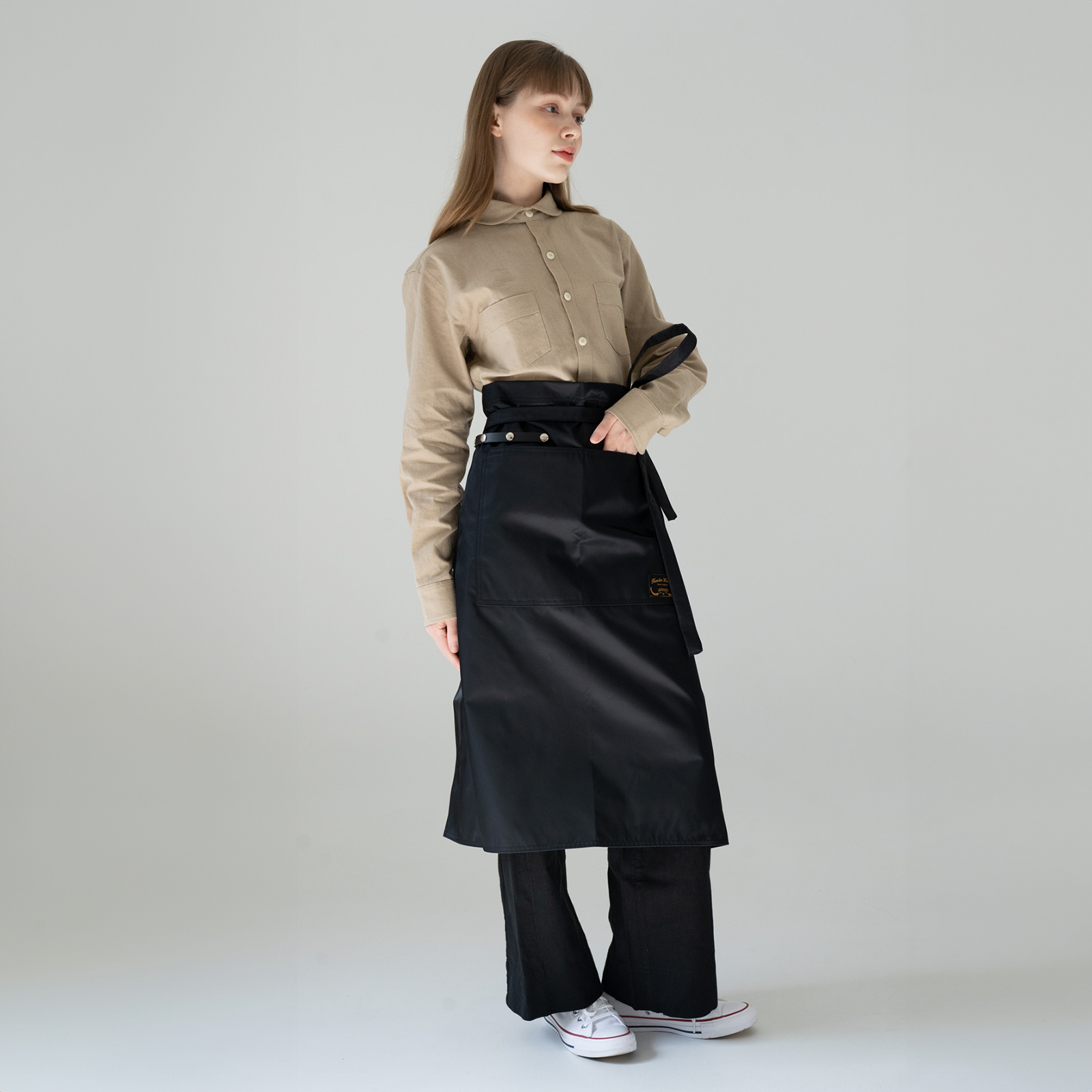 [하프에이프런]  워싱캔버스 앞치마 글로시 방수