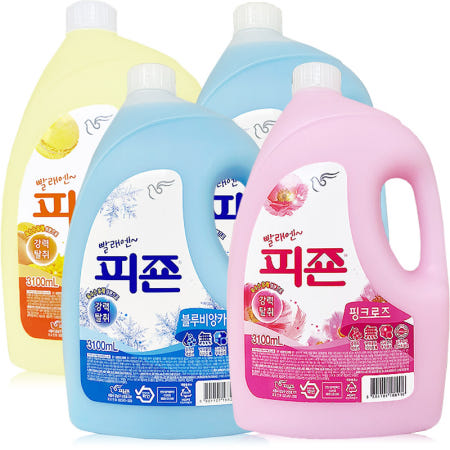 피죤 섬유유연제 용기 3100ml x 4개 피존 대용량 핑크로즈 옐로우미모사 블루비앙카