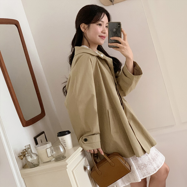 베르데 루즈핏 카라 하프 바바리 자켓 jk2812 - 상품 이미지