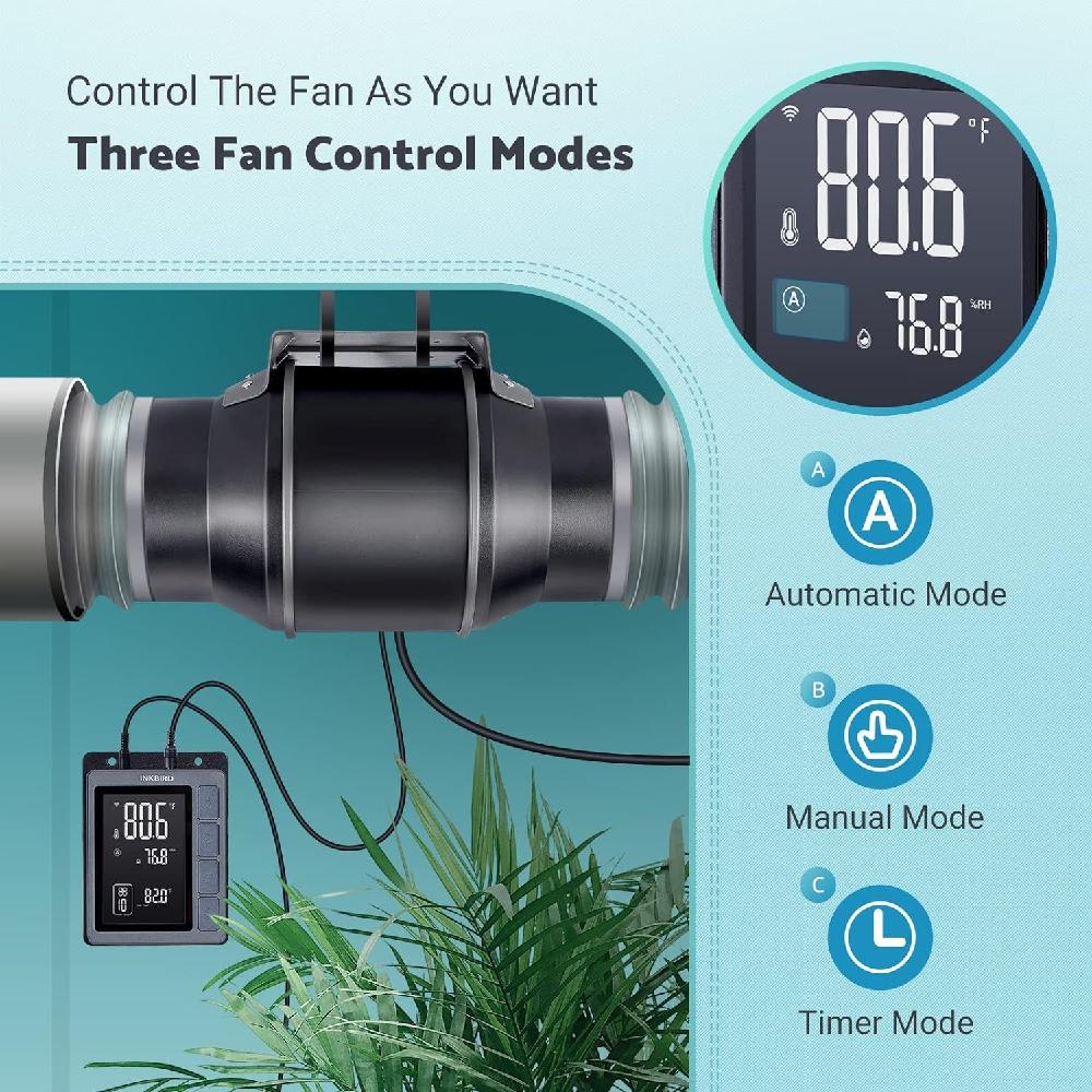 Inkbird WiFi 6인치 스마트 덕트 팬 IVC-001W 간편한 설치