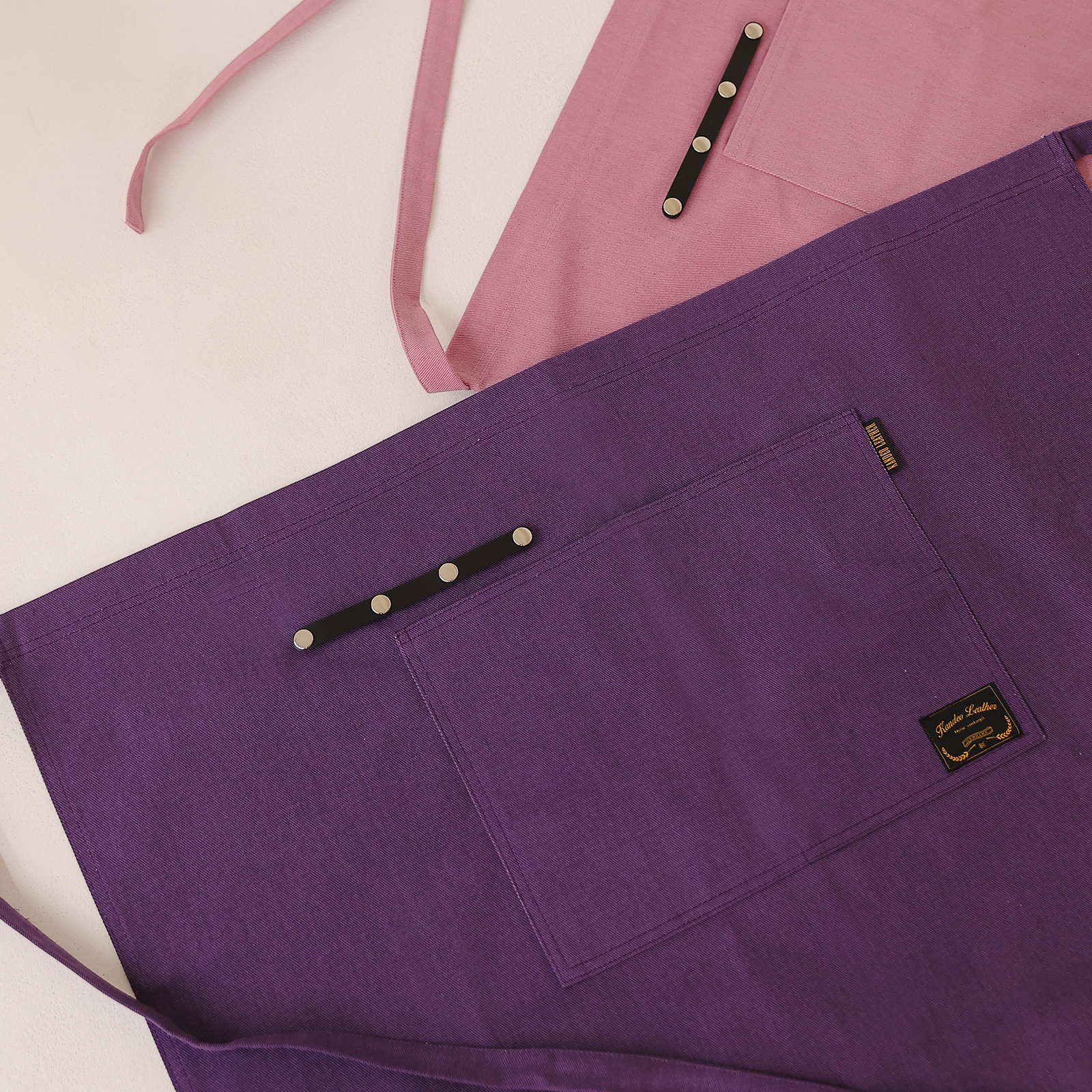 [하프에이프런]  워싱캔버스 앞치마 글로시 퍼플