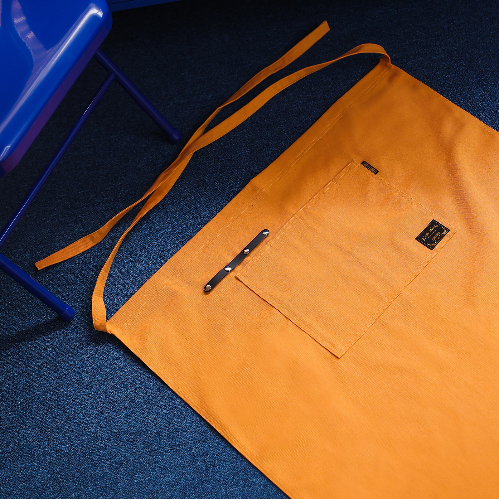 [하프에이프런]  워싱캔버스 앞치마 글로시 오렌지