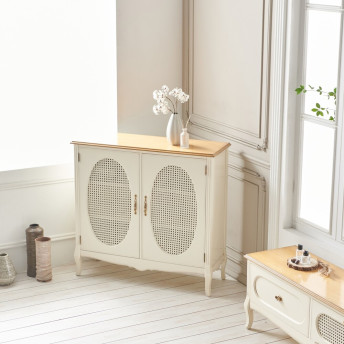 까사홈 헤이미 아이보리 라탄 양문 장식장