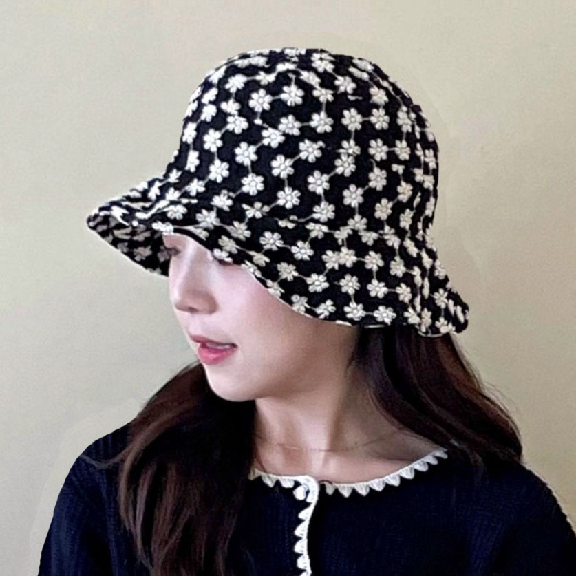 봄 여름 산책모자 꽃무늬모자 레이스 챙넓은 버킷햇 벙거지 모자