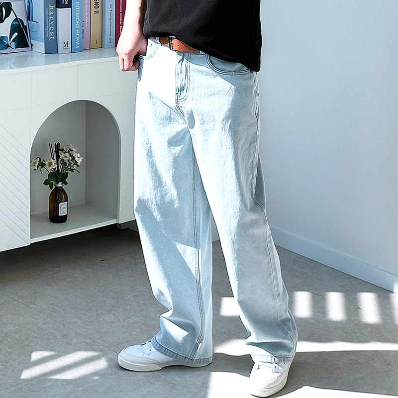 남자 와이드청바지 롱기장 데님팬츠 빅사이즈