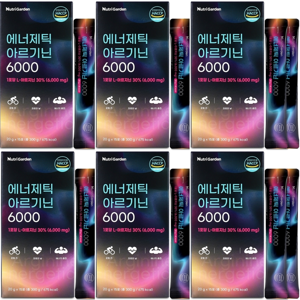뉴트리가든 액상 L 아르기닌 6000mg 15포 6박스 3개월 고함량 아르지닌 타우린 - 상품 이미지