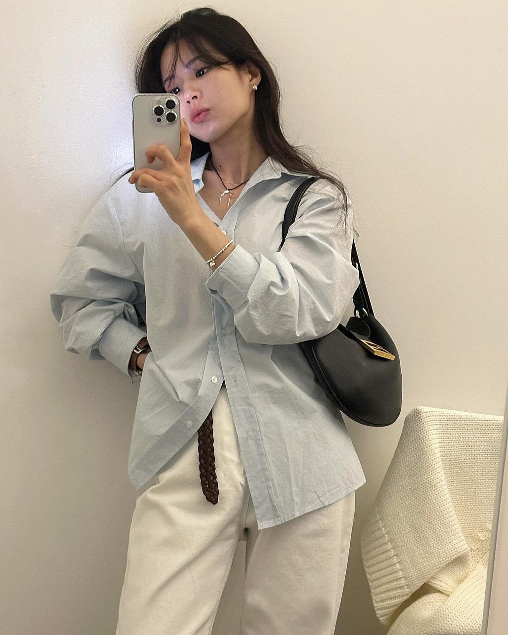루버스 여성 봄 오버핏 루즈핏 면 레이어드 바스락 셔츠 남방 - 상세 이미지 2