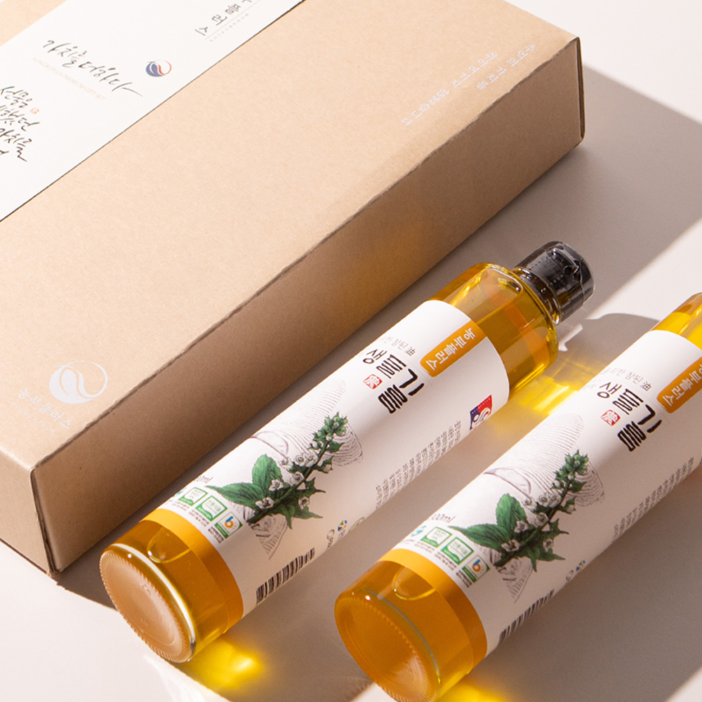 국산 저온압착 참기름과들기름 300ml 선물세트 농부플러스 - 상세 이미지 2