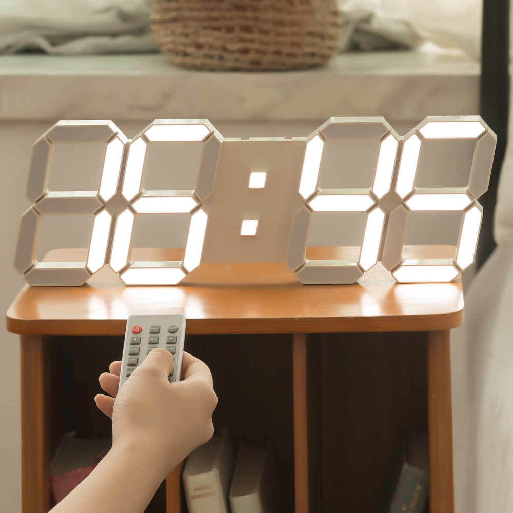 플라이토 코드리스 무선 인테리어 3D LED 벽시계 38cm 화이트 크림 - 상세 이미지 5