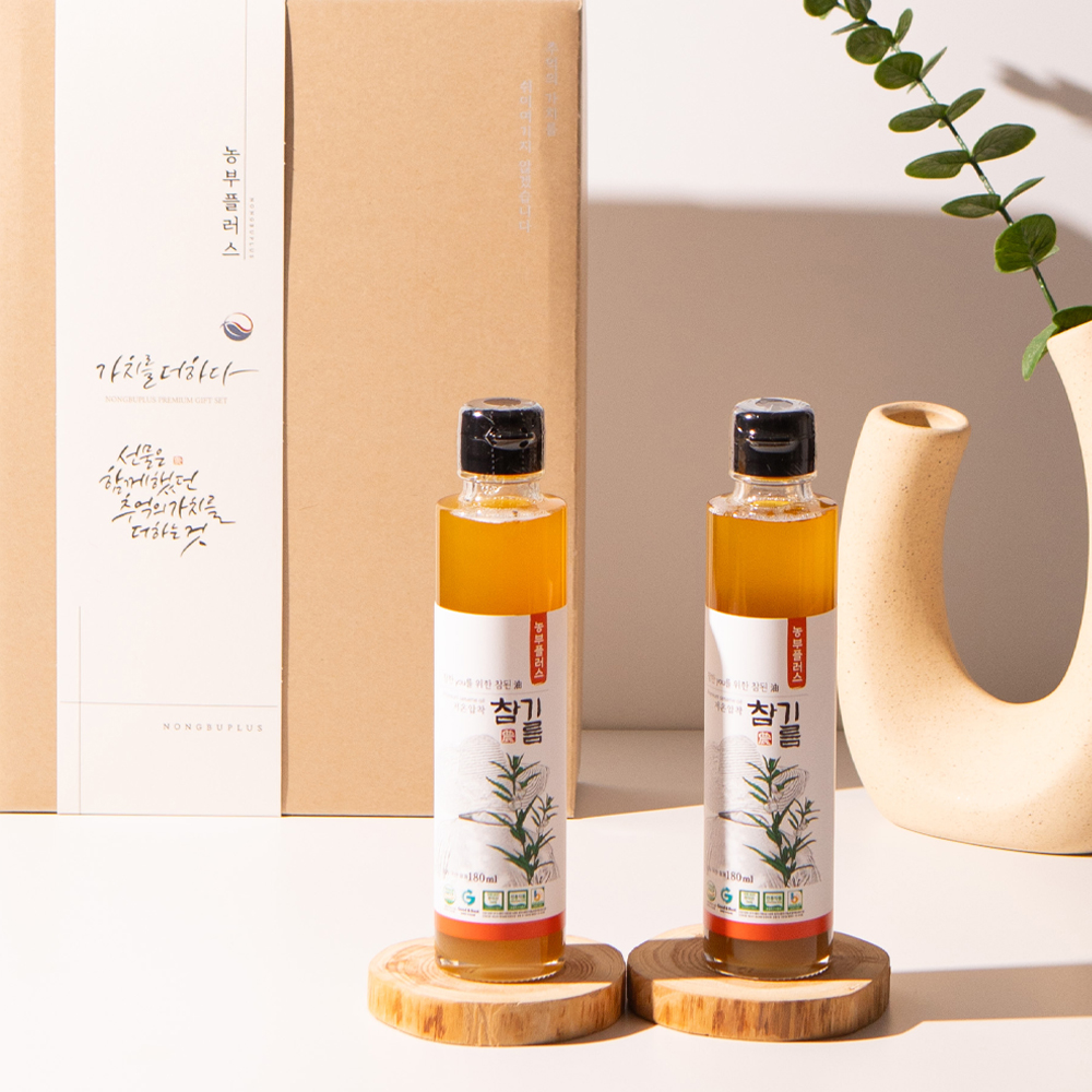 농부플러스 국산 참기름 냉압착 생들기름 선물세트 180ml 2병 - 상세 이미지 5