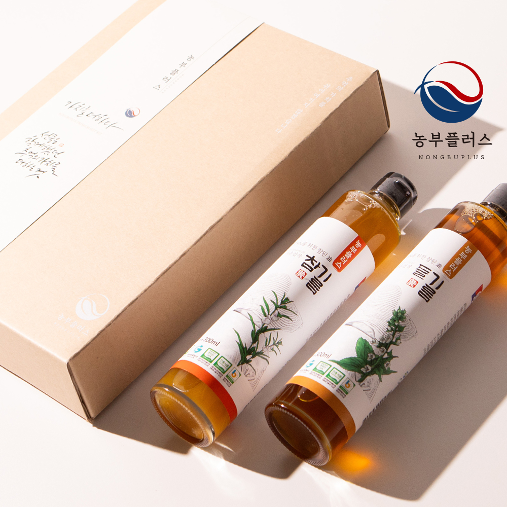 국산 저온압착 참기름과들기름 300ml 선물세트 농부플러스