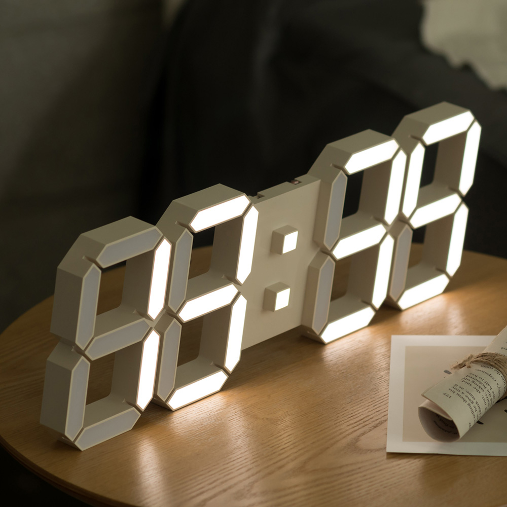 플라이토 코드리스 무선 인테리어 3D LED 벽시계 38cm 화이트 크림 이미지 4