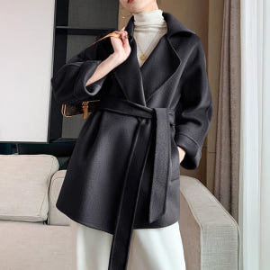 울100코트 가을 여성  지블링 핸드메이드 럭셔리코트 하객룩 베이지 반코... 착용 후기 | 사이즈/핏 총정리 - 상품 이미지 2