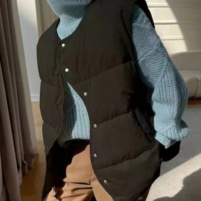 러블리해라 패딩조끼 겨울 봄 간절기아우터 물결핏 레이어드 데일리아이템 오버핏 여행룩 이미지 3