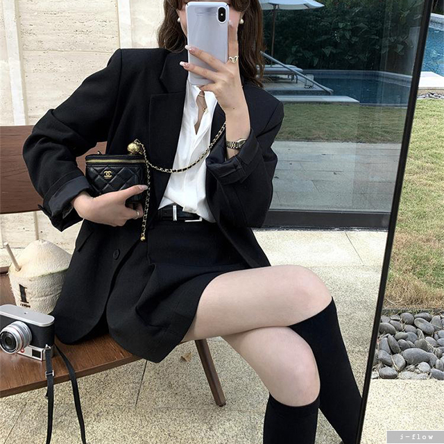 맨션 오버핏 카라 싱글 하프 블레이져 자켓 3col 가을 봄 비스코스 하객 제이플로우 이미지 8