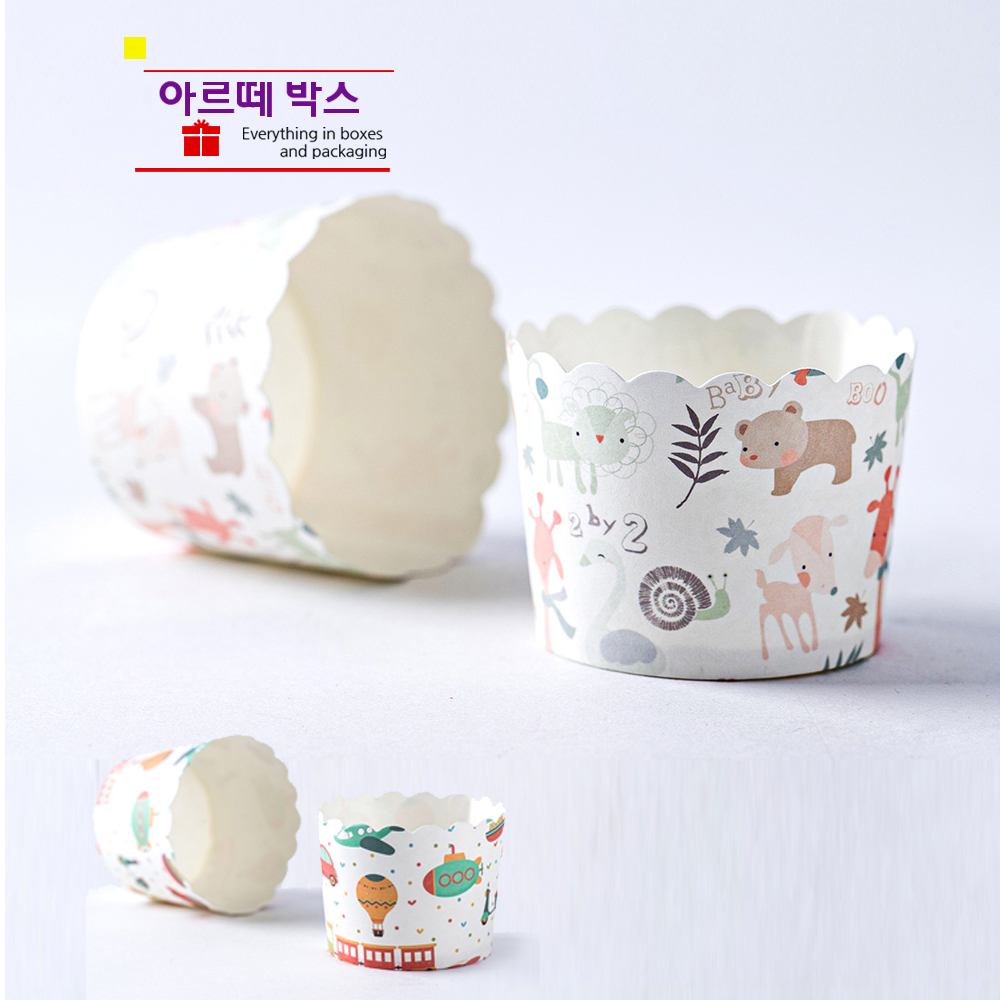 P 동물그림 포장컵 컵 50개 예쁜 간식 종이컵 일회용 다용도
