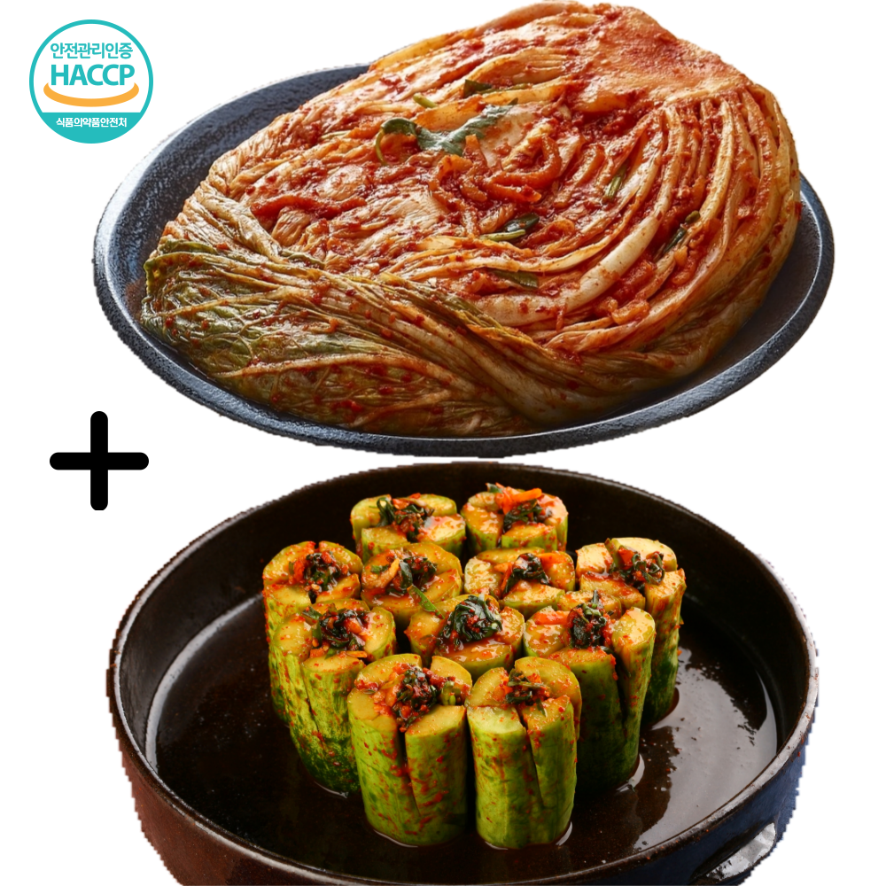 마켓일품 김치세트2 (배추포기김치 3kg+오이소박이 1kg) 국내산 100% - 메인 이미지