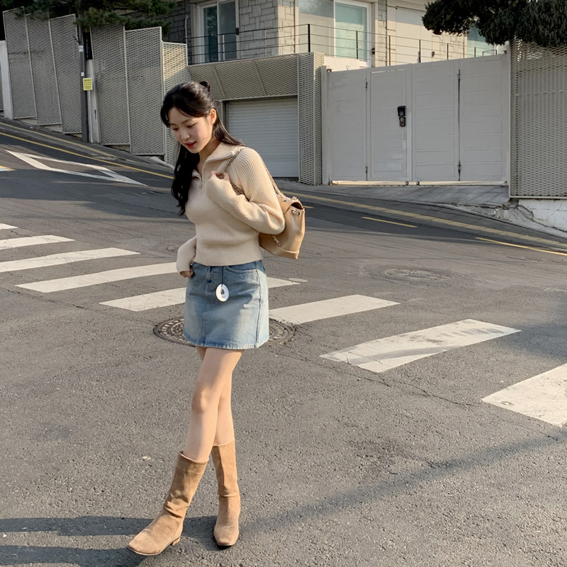 베넷 A라인 하이웨스트 데님 미니 스커트 sk6811 이미지 3