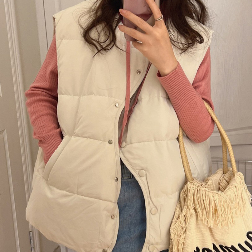 러블리해라 패딩조끼 겨울 봄 간절기아우터 물결핏 레이어드 데일리아이템 오버핏 여행룩 이미지 2