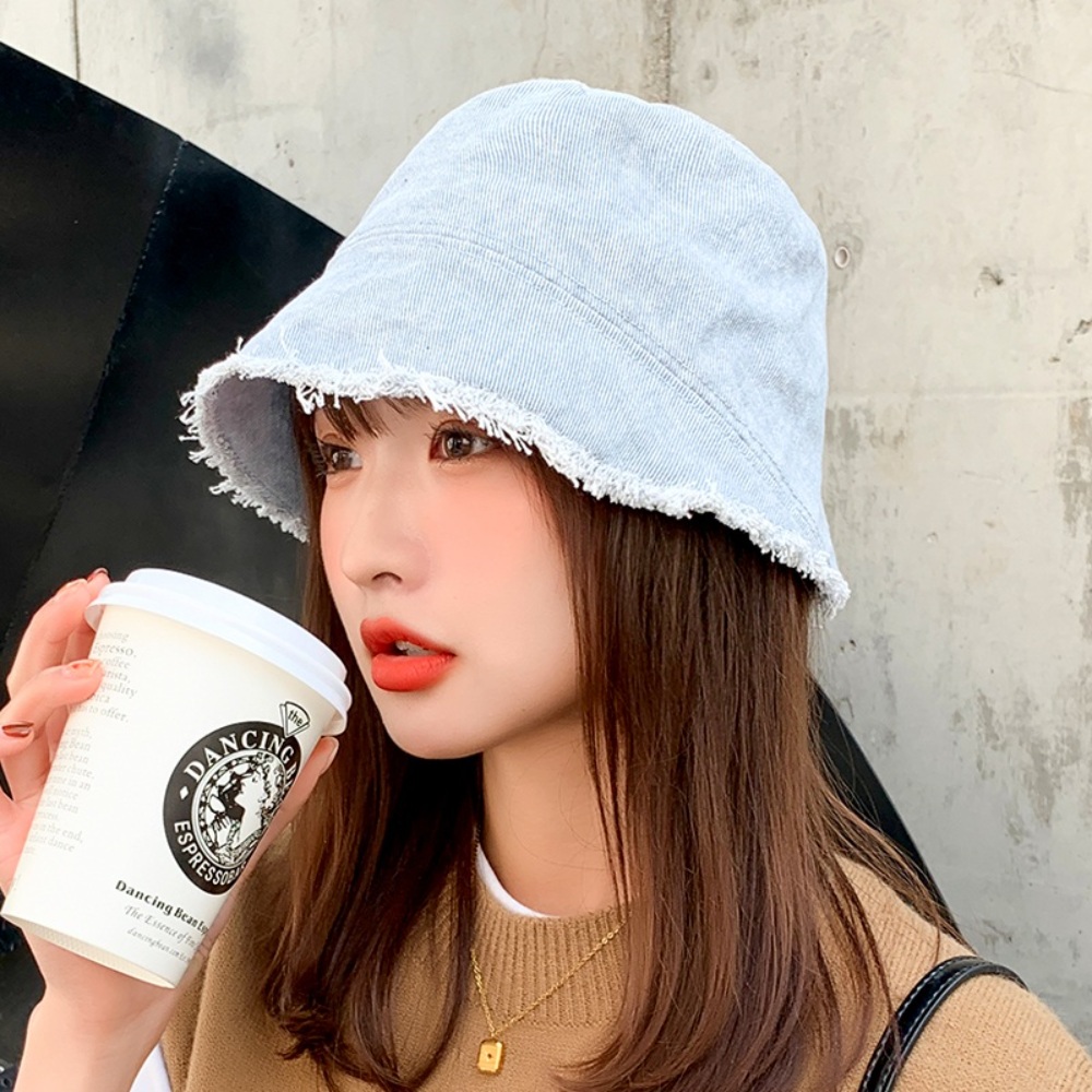 여성 데님 벙거지 모자 버킷햇 자외선 차단 캐주얼 다용도 데일리 여행 연예인 코디 5컬러 - 상세 이미지 2