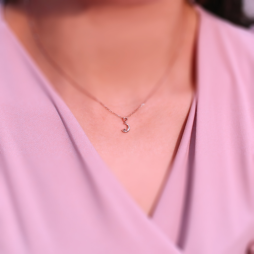 초승달목걸이 14케이 18k 여자 명품 데일리 달 팬던트 금 목걸이 - 상세 이미지 5