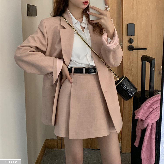 맨션 오버핏 카라 싱글 하프 블레이져 자켓 3col 가을 봄 비스코스 하객 제이플로우 이미지 7