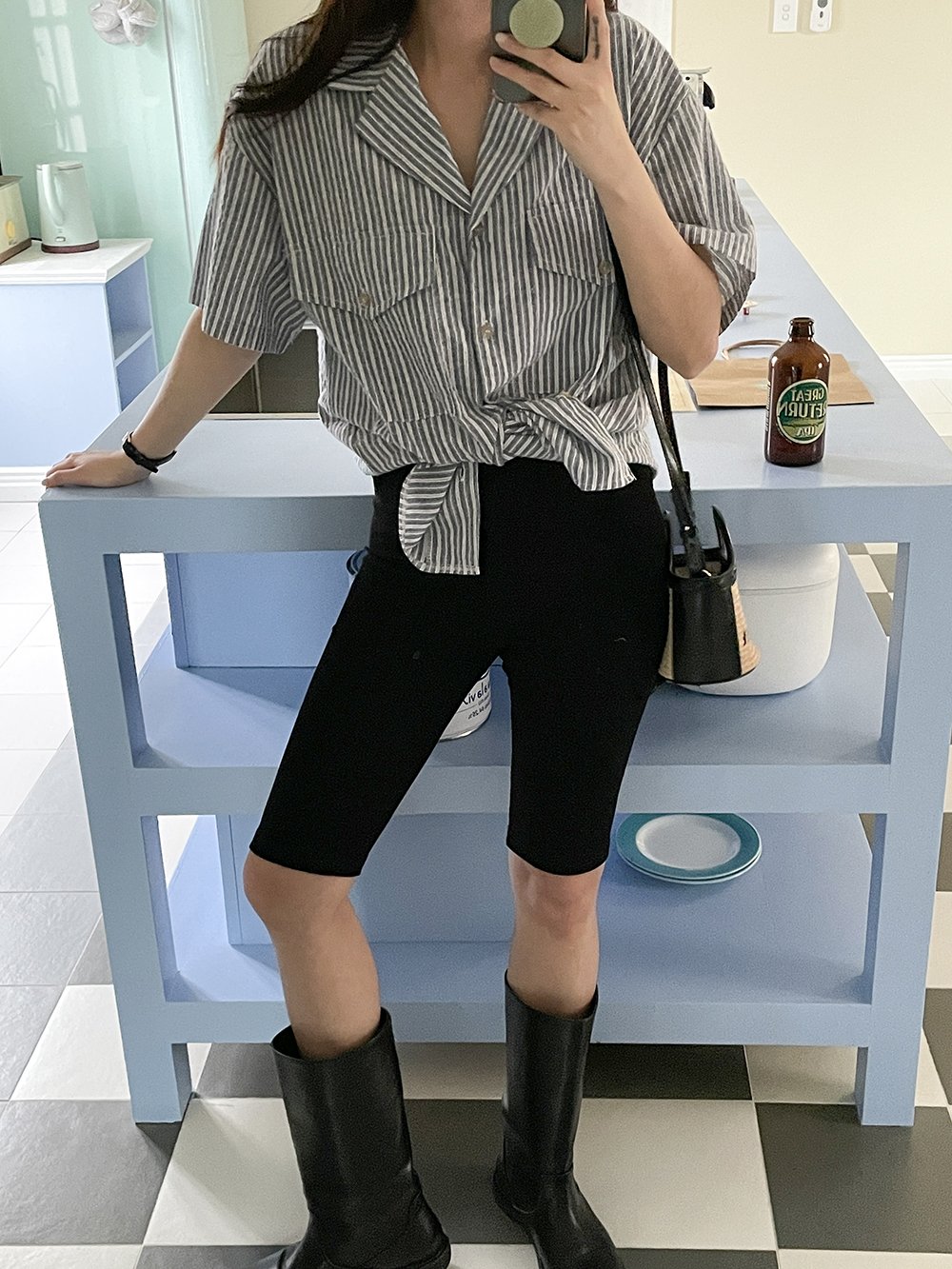 [빅사이즈] 바이커팬츠 5부 레깅스 밴딩 바이커쇼츠 상세 이미지 3