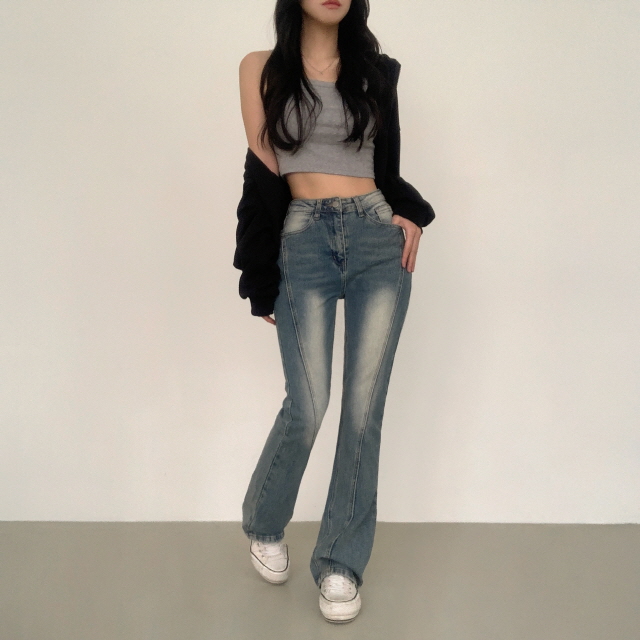 [🌺봄시즌🌺/기장선택] 클래스 완벽라인 절개 부츠컷 청바지 딥워싱 부츠컷 데님팬츠 상세 이미지 16