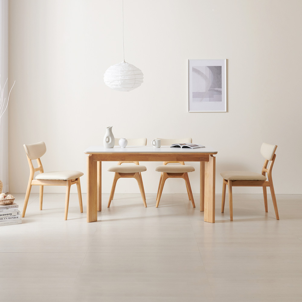 수림 원목 포세린 세라믹식탁 세트 4인용 테이블 단품, 1400mm, 네추럴