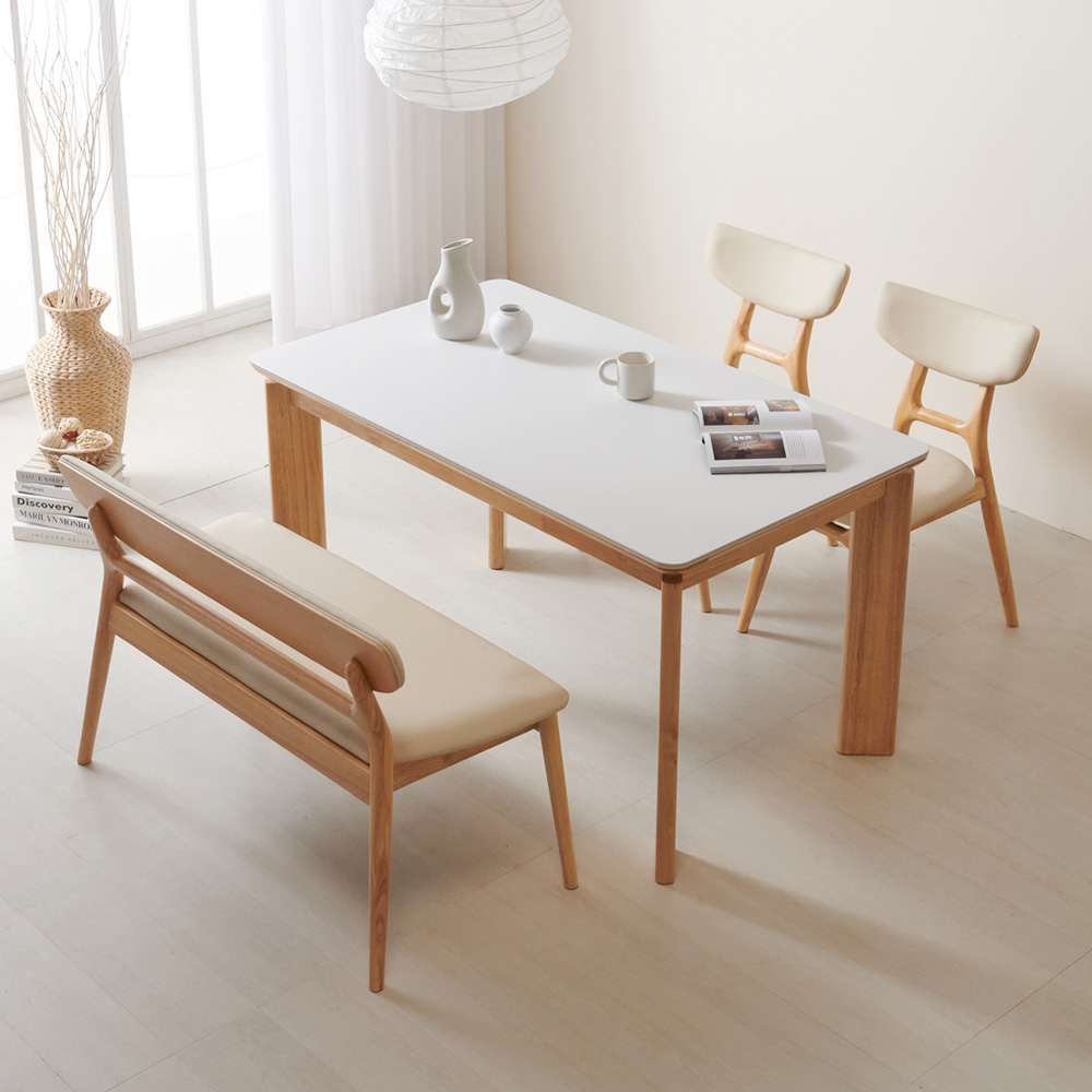 수림 원목 포세린 세라믹식탁 세트 4인용 테이블 단품, 1400mm, 네추럴