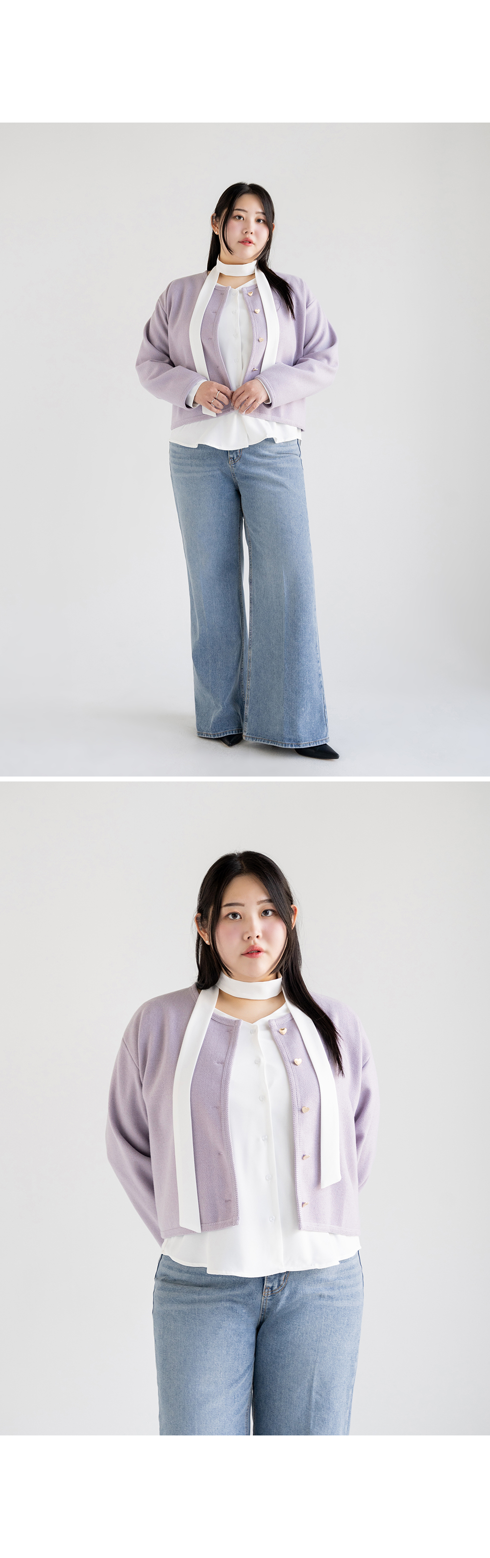 [MADE] 빅사이즈 55-100 벨리아 하트버튼 노카라 가디건 자켓 상세 이미지 33