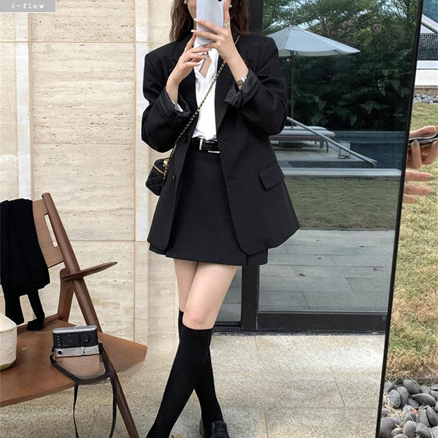 맨션 오버핏 카라 싱글 하프 블레이져 자켓 3col 가을 봄 비스코스 하객 제이플로우 이미지 6