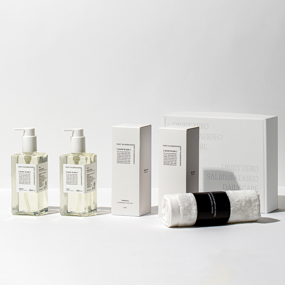 살림백서 오브제 제로 핸드워시 2종 선물세트 퍼퓸 보습 (300ml 2개+핸드타올) - 상세 이미지 2