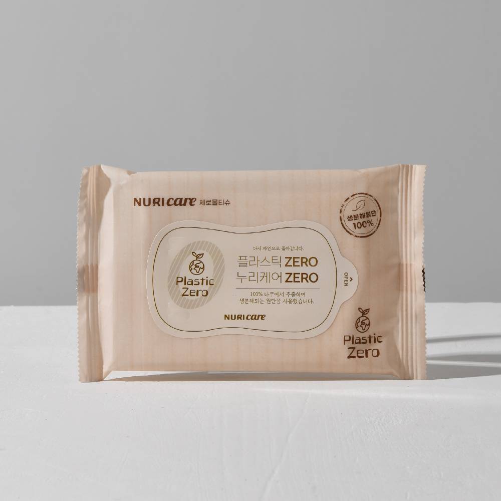 누리케어 아기와 외출할때 휴대용 미니 생분해 도톰한 제로물티슈 10매x40팩