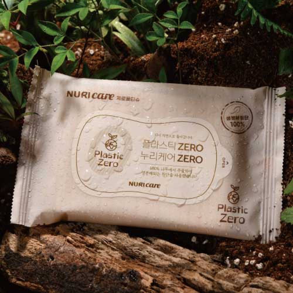 누리케어 아기와 외출할때 휴대용 미니 생분해 도톰한 제로물티슈 10매x40팩