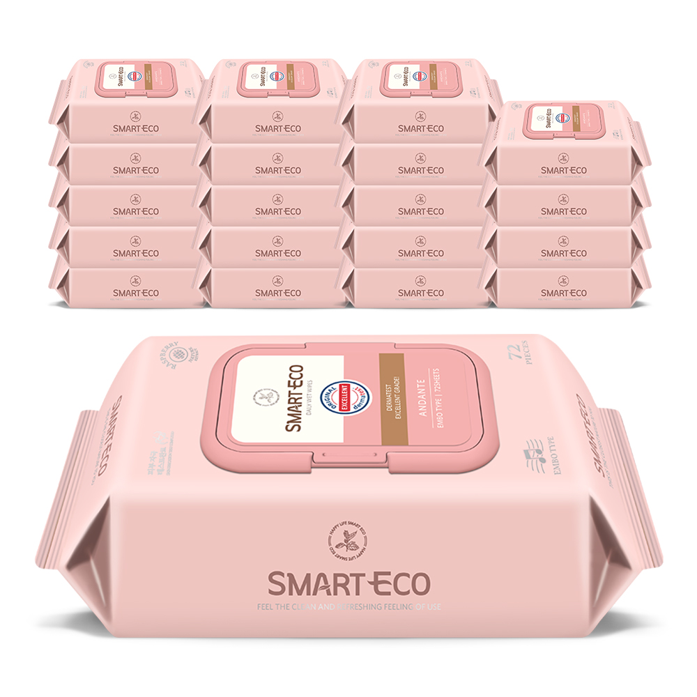 스마트에코 써밋 네이비 82g 엠보 70매 20팩 캡형 아기 물티슈