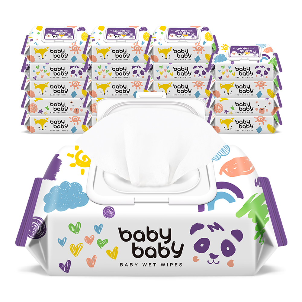 베이비베이비 데일리 대용량 캡형 아기물티슈 110매, 20개