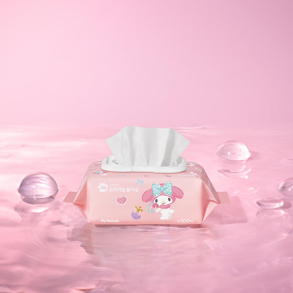 그린핑거 오리지널 물티슈 마이멜로디 & 쿠로미 에디션 캡형 100매X10팩 / 산리오캐릭터즈