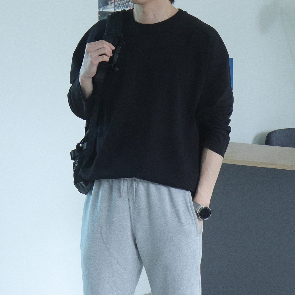 남자긴팔티 피그먼트 오버핏 이너 레이어드 티셔츠 - 상세 이미지 3