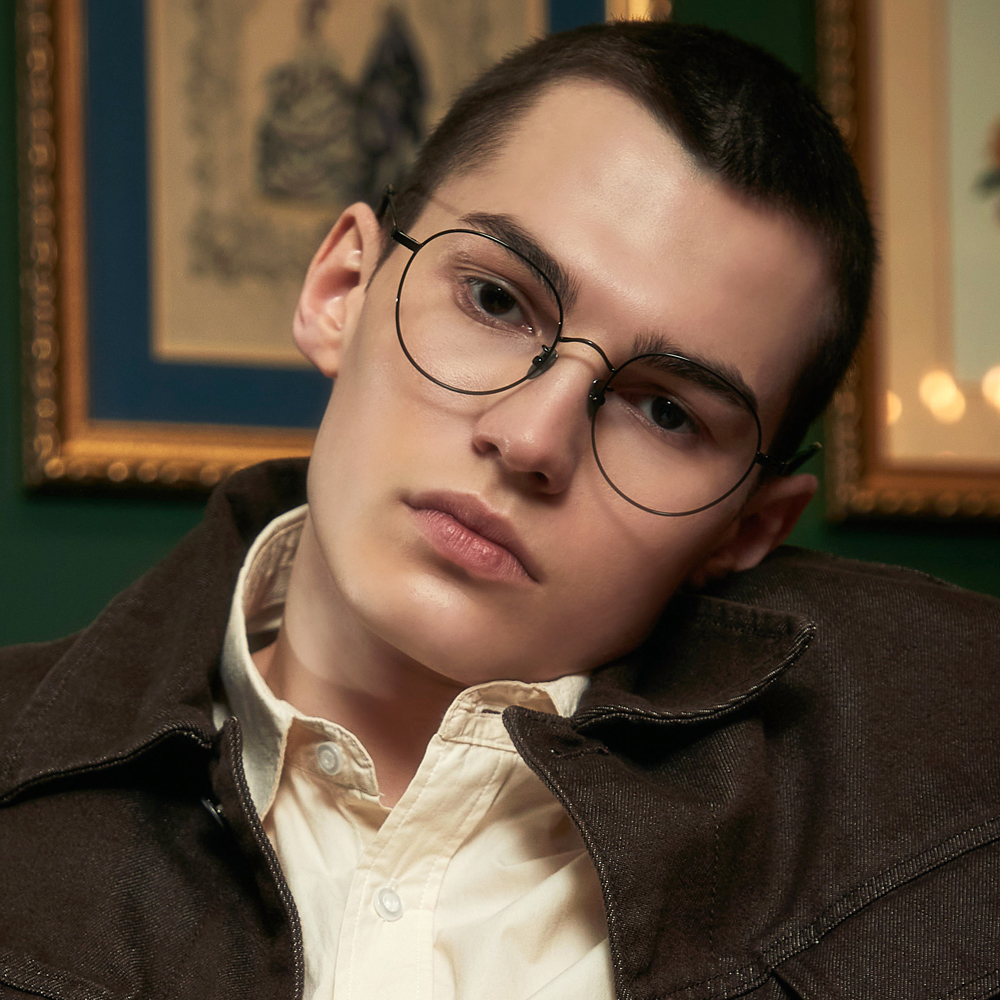 블루라이트 차단 안경 티타늄 가벼운 빅 오버 사이즈 실버 금테 안경테