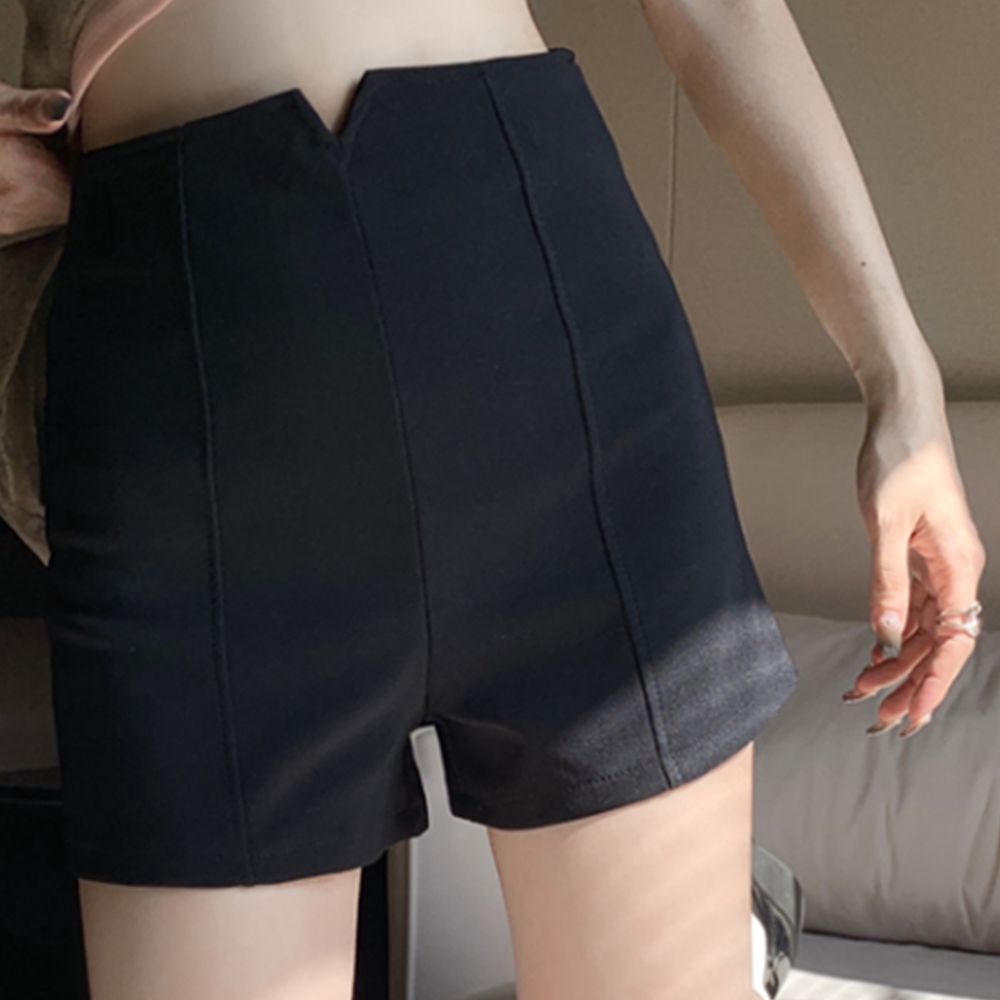 블랙 반바지 하이웨스트 노팬츠룩 숏 마이크로 팬츠 페스티벌 - 상세 이미지 4