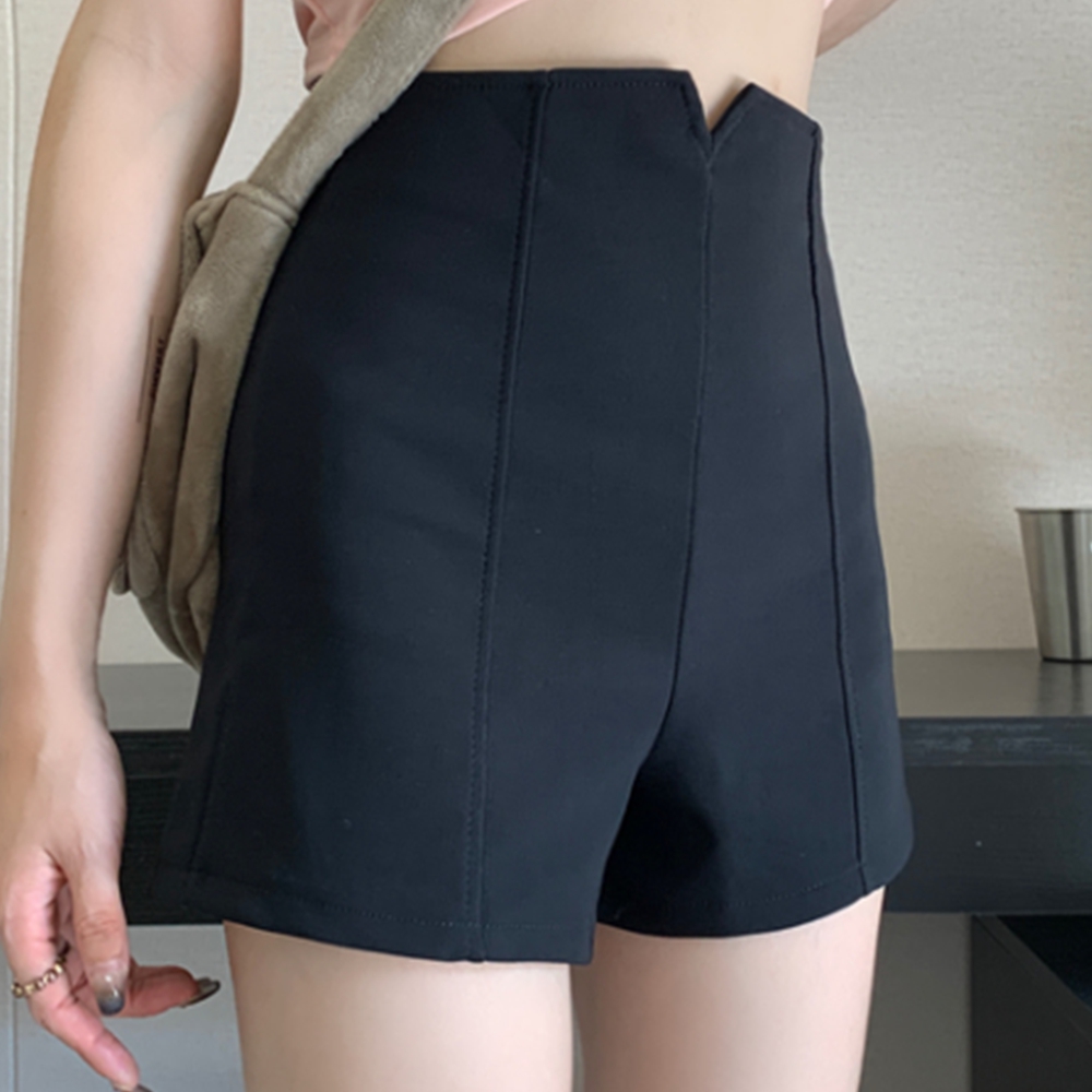 블랙 반바지 하이웨스트 노팬츠룩 숏 마이크로 팬츠 페스티벌 - 상세 이미지 2