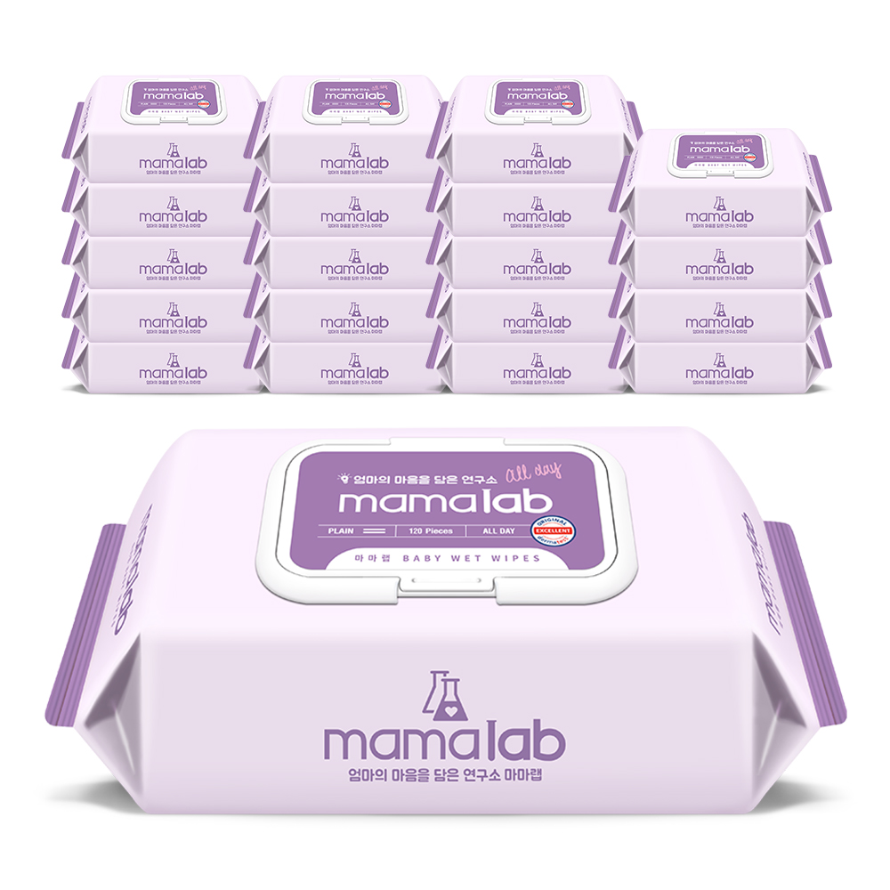 마마랩 올데이 대용량 캡형 아기물티슈 120매, 20개