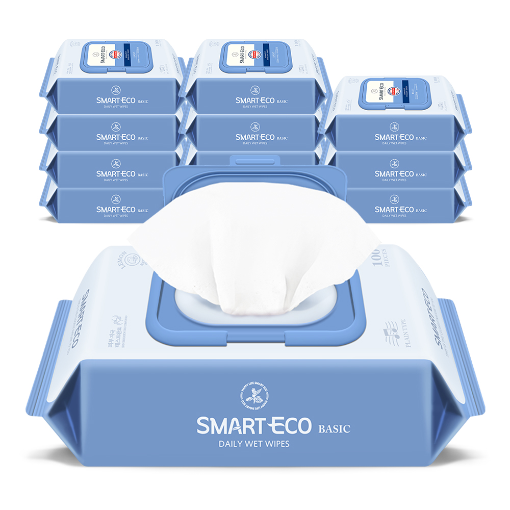 스마트에코 베이직 대용량 캡형 아기물티슈 100매, 12개