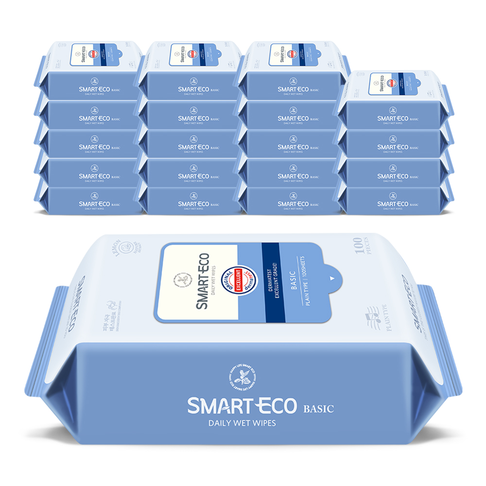스마트에코 아기물티슈 베이직 100매 리필형 20팩