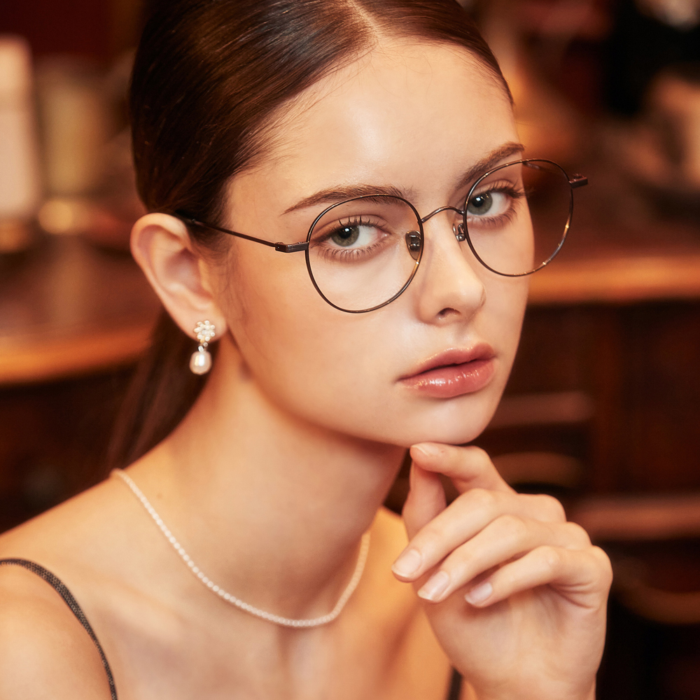 블루라이트 차단 안경 티타늄 가벼운 빅 오버 사이즈 실버 금테 안경테