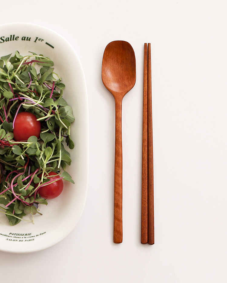 천연 옻칠 나무 웰그립 공중부양 수저세트(KYM0001)