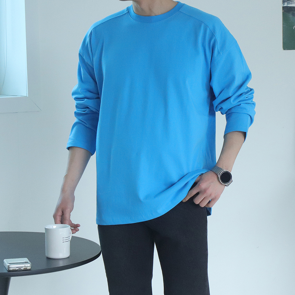 남자긴팔티 피그먼트 오버핏 이너 레이어드 티셔츠 - 상세 이미지 4